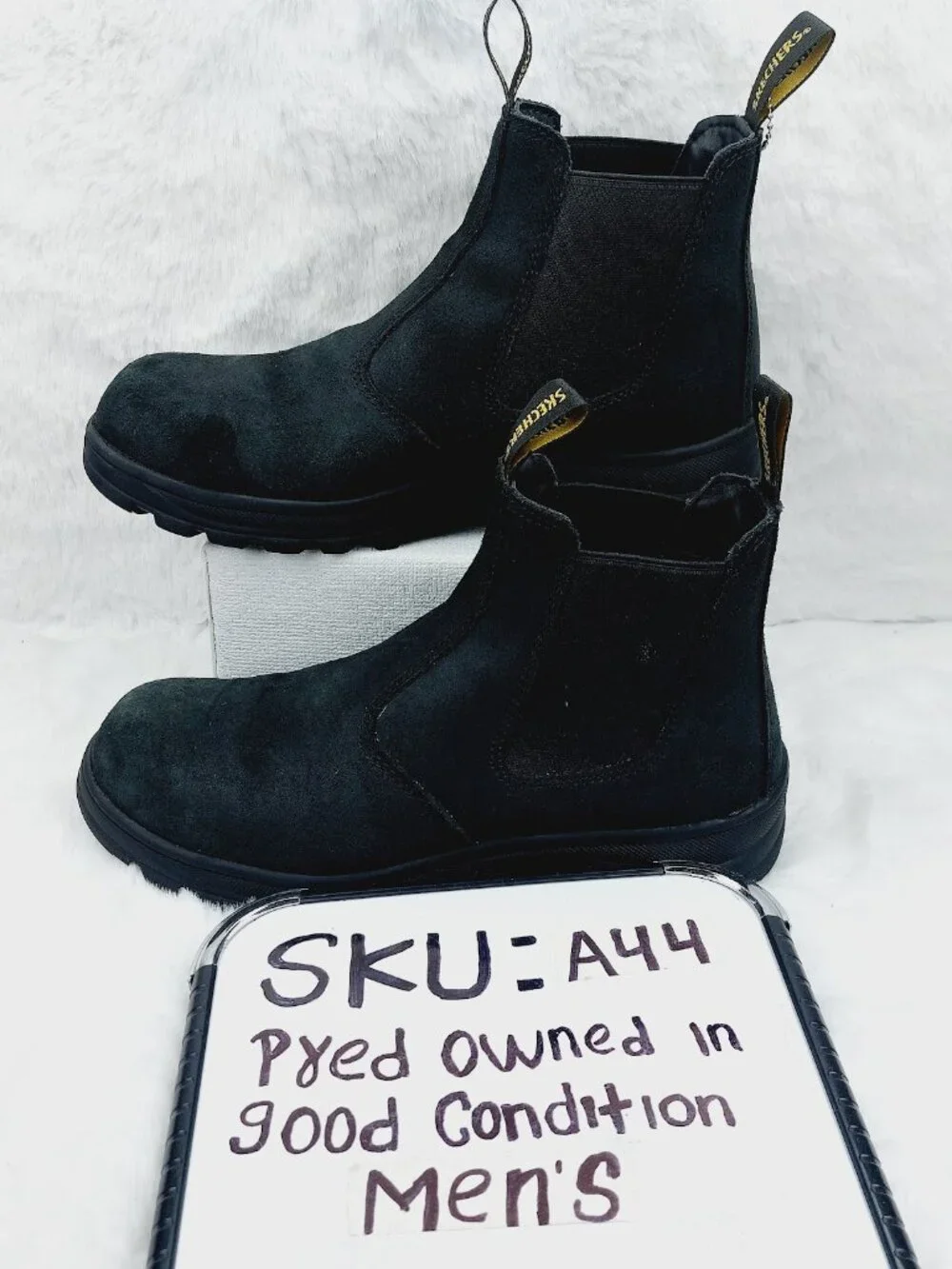 Skechers Men's Black Workshire Jannit Com-Toe Slip-On Work Chelsea Boots Size 10